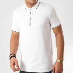 Tout neuf 🎁 Polo Manches Courtes 8NZF71-ZJH2Z Blanc de Armani Exchange 😍