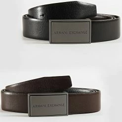 Bon marché ⭐ Ceinture Réversible 951183-CC525 Noir Marron de Armani Exchange 💯