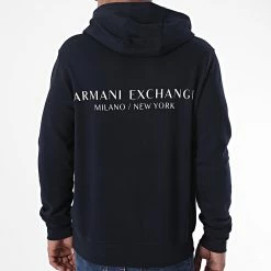Vente flash 👍 Sweat Capuche 8NZM94-ZJKZ Bleu Marine de Armani Exchange 🎁
