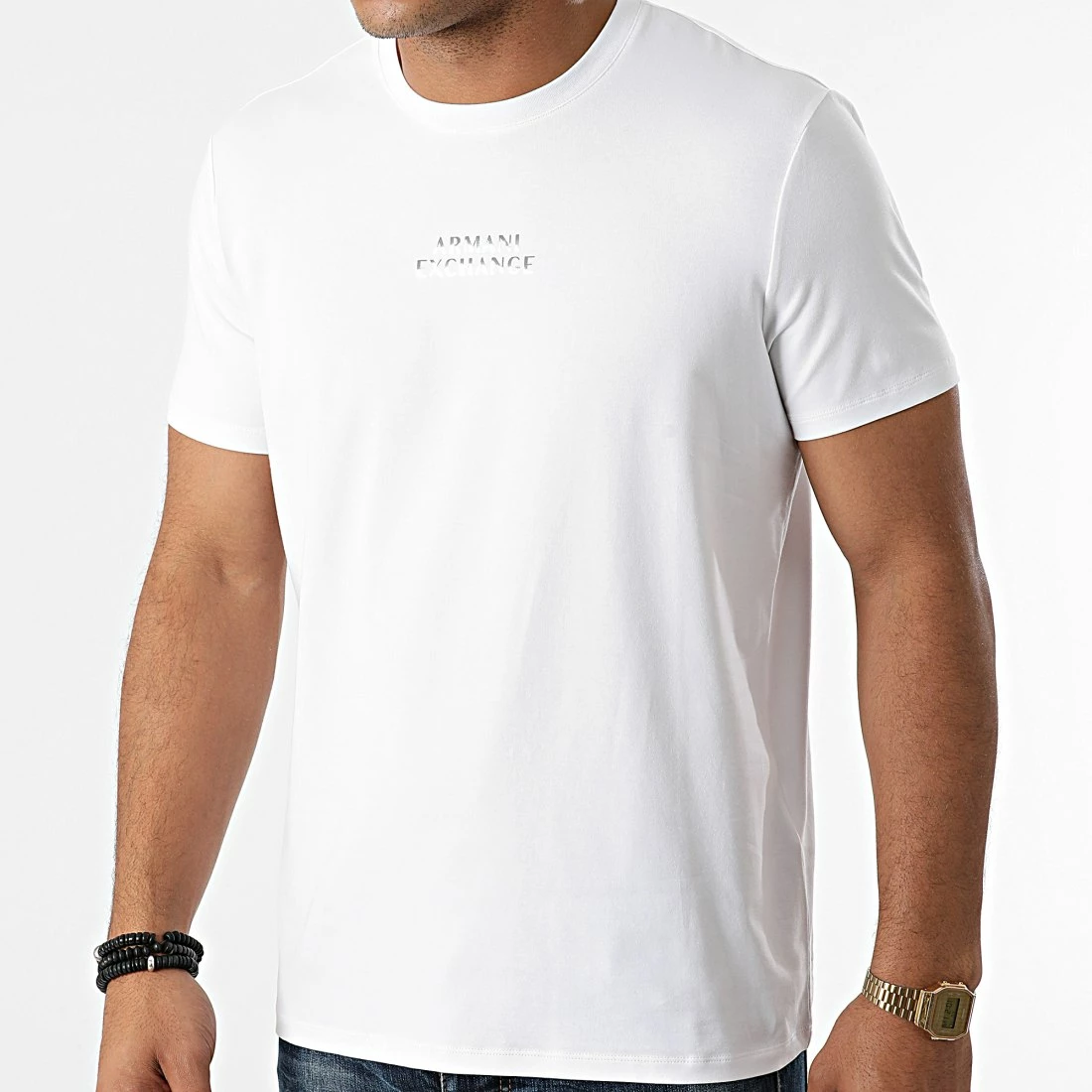 Offres 💯 Tee 👚 Shirt 6KZTAB-ZJ5ZZ Blanc Argenté de Armani Exchange 🎁