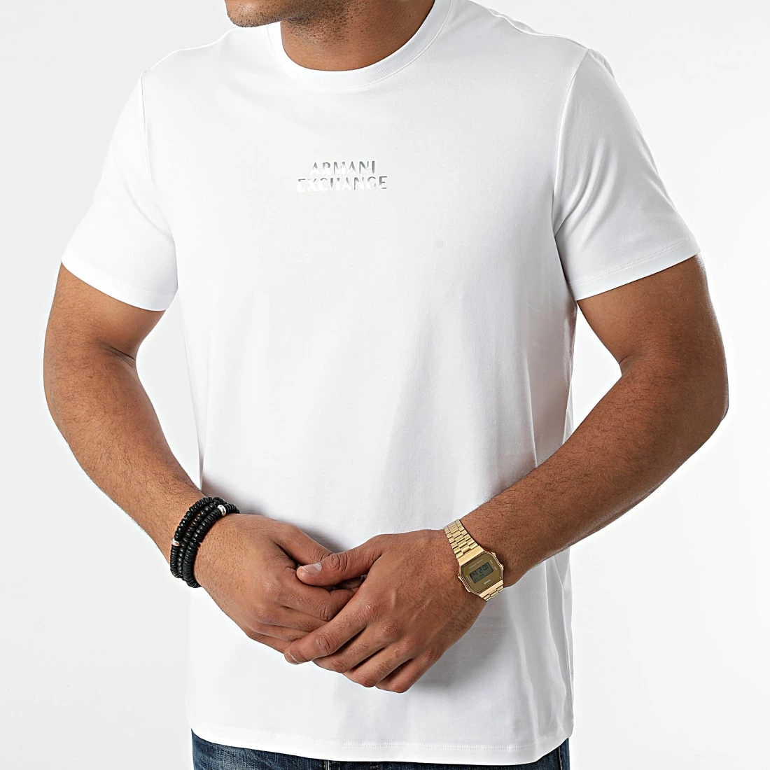 Offres 💯 Tee 👚 Shirt 6KZTAB-ZJ5ZZ Blanc Argenté de Armani Exchange 🎁 – Image 3