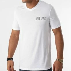 Meilleur prix 😉 Tee 👚 Shirt Col V 6KZTGX-ZJBVZ Blanc de Armani Exchange 🛒