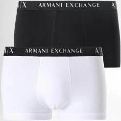 Meilleure vente ⭐ Lot De 2 Boxers 956001-CC282 Noir Blanc de Armani Exchange 💯