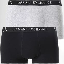 Sortie 🥰 Lot De 2 Boxers 956001-CC282 Noir Gris Chiné de Armani Exchange 🎉
