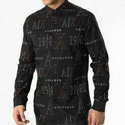 Nouveau 🌟 Chemise Manches Longues 6KZC68-ZNRRZ Noir de Armani Exchange 🤩