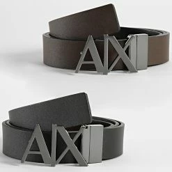 De gros 💯 Ceinture Réversible 951017-CC505 Noir Marron de Armani Exchange 🤩