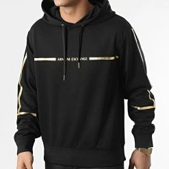 Meilleure vente 👍 Sweat Capuche 3LZMNA-Z9N1Z Noir Doré de Armani Exchange 😍