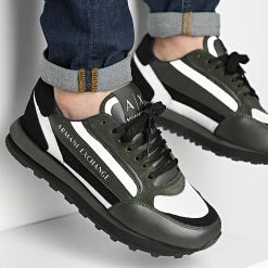 Bon marché 🔥 Baskets XUX101-XV294 Olive Optical White Black de Armani Exchange 💯