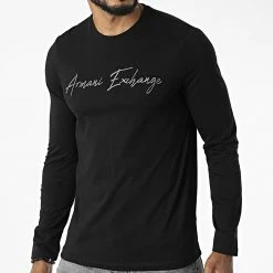 Meilleure vente ✔️ Tee 👕 Shirt A Manches Longues 6LZTHW-ZJBVZ Noir de Armani Exchange 👏