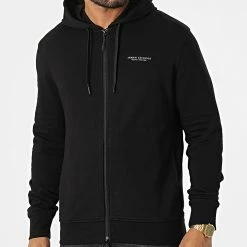 Bon marché 😍 Sweat Zippé Capuche 8NZM95-ZJKRZ Noir de Armani Exchange ⌛