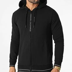 Tout neuf 🌟 Veste Zippée Capuche 8NZM82-ZJH3Z Noir de Armani Exchange 🌟