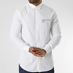 Offres 🥰 Chemise Manches Longues 6LZC17 Blanc de Armani Exchange 👏