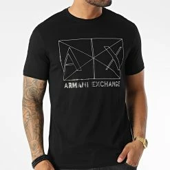 Vente flash 🎉 Tee 👕 Shirt 6LZTAM Noir de Armani Exchange ✔️